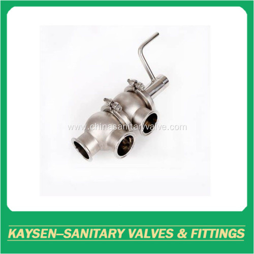 Sanitary manual LL line type flow diversion valve